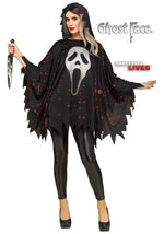 Women's Glitter Ghost Face Costume Poncho - US 4684