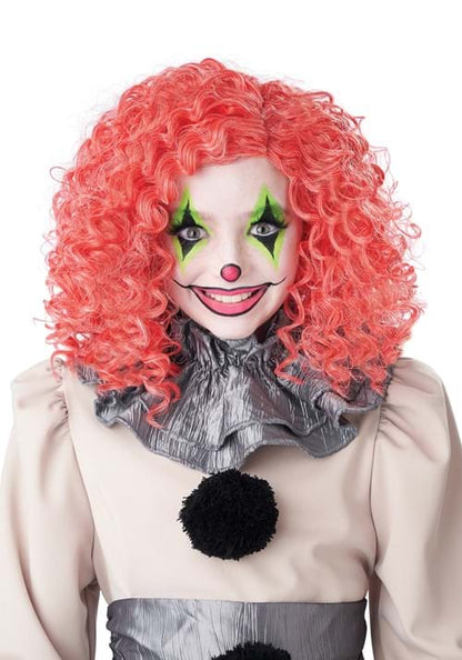 Bright Red Glow in the Dark Curly Clown Wig for Adults - US 8281