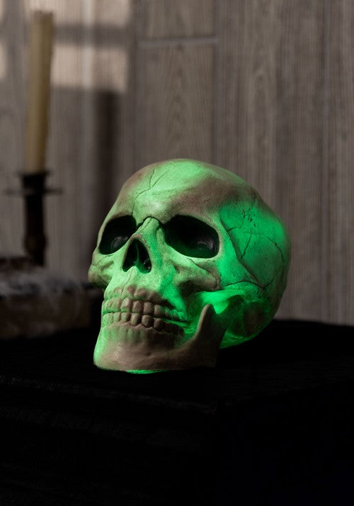 8-Inch Movable Glow in the Dark Skull Decoration - US 6296