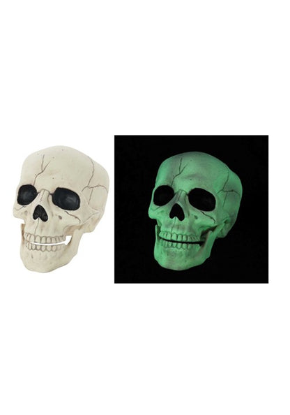 8-Inch Movable Glow in the Dark Skull Decoration - US 6296