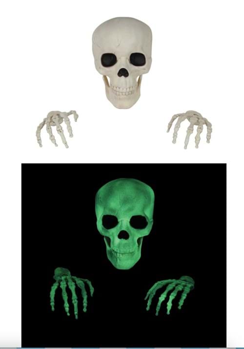 Glow in the Dark Thru the Wall Skeleton Halloween Decoration - US 2475