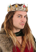 Adult Gold Jeweled King Costume Crown - US 1782