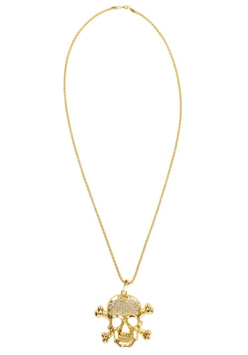 Gold Skull and Crossbones Pirate Costume Necklace - US 2499