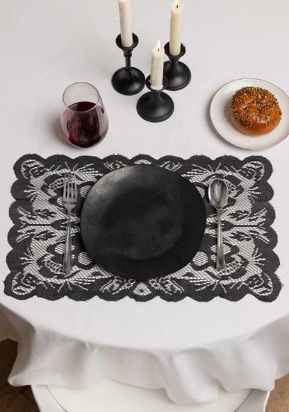 18"L x 12"W Gothic Black Skull Table Mat Decoration - US 5350