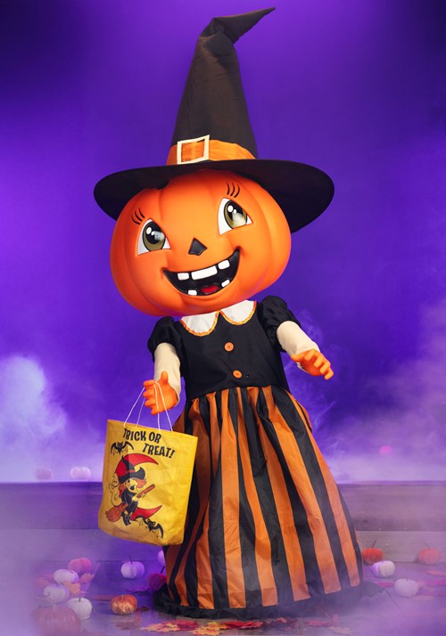 4FT Gourdgeous the Vintage Pumpkin Witch Animatronic Decoration - Witchy Woman - US 9222