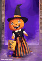 4FT Gourdgeous the Vintage Pumpkin Witch Animatronic Decoration - Witchy Woman - US 9222