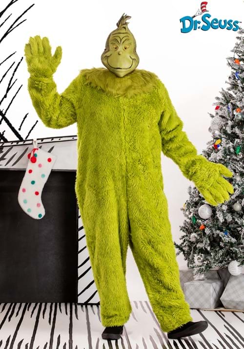Plus Size The Grinch Deluxe Jumpsuit Costume with Latex Mask - US 6752
