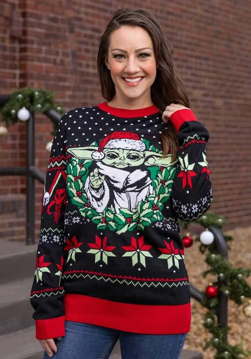 Adult Star Wars Grogu Wreath Holiday Sweater - US 1095