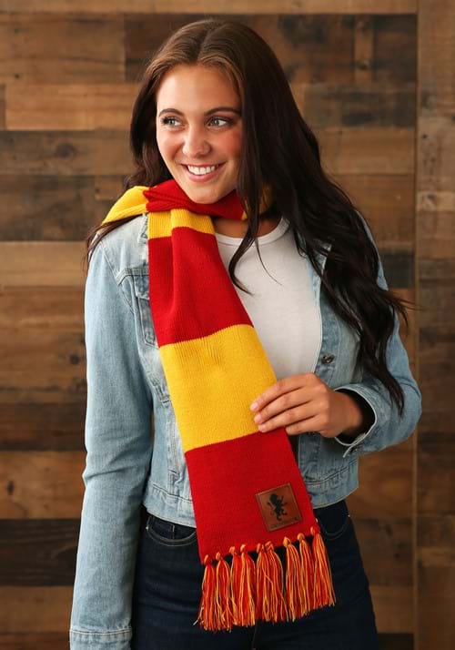 Gryffindor Patch Striped Harry Potter Scarf - US 6722