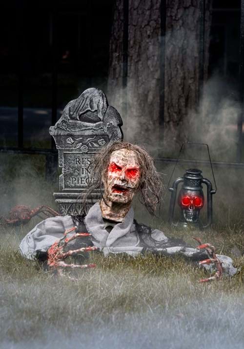 14-Inch Half Body Zombie with Red Light Up Eyes Decoration - US 2292