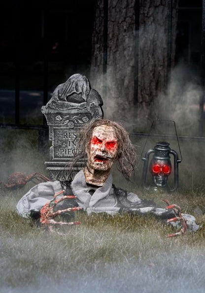14-Inch Half Body Zombie with Red Light Up Eyes Decoration - US 2292