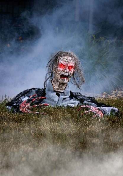 14-Inch Half Body Zombie with Red Light Up Eyes Decoration - US 2292