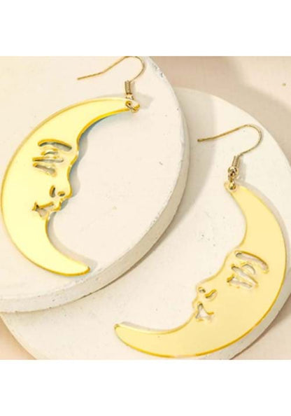 Iridescent Crescent Moon Costume Earrings - US 1994