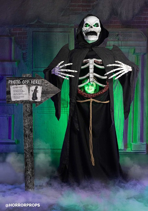 7FT Halifax the Hungry Photo Booth Reaper Animatronic Decoration - Horror Props - US 2624