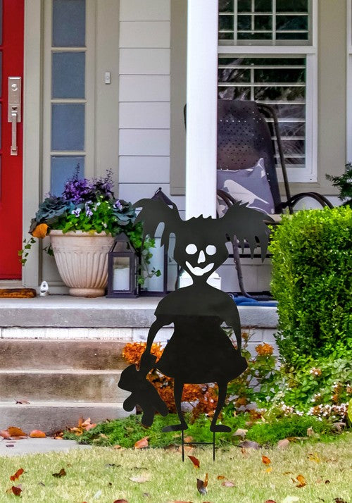 38-Inch Halloween Scary Girl Holding Toy Bear Lawn Decoration - US 3541