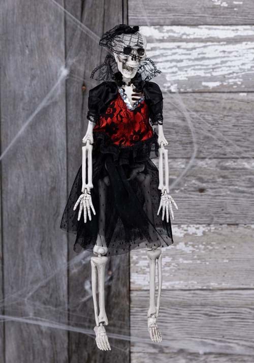 16-Inch Hanging Gothic Dress Skeleton Lady Prop Decoration - US 3915