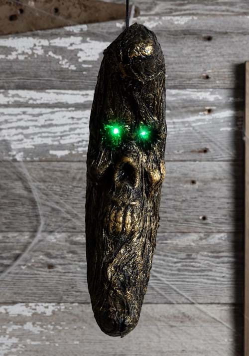 16-Inch Hanging Foam Moon with Green Light Up Eyes Decoration - US 4444