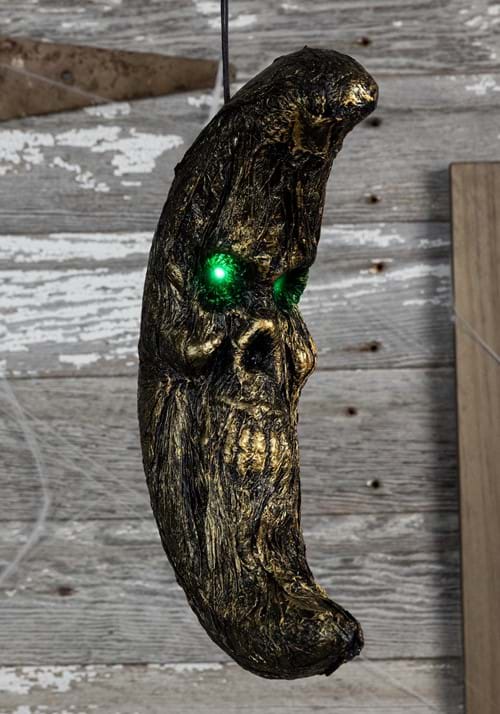 16-Inch Hanging Foam Moon with Green Light Up Eyes Decoration - US 4444