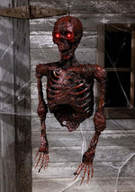 30-Inch Hanging Half Skeleton with Light Up Red Eyes Decoration - US 7190