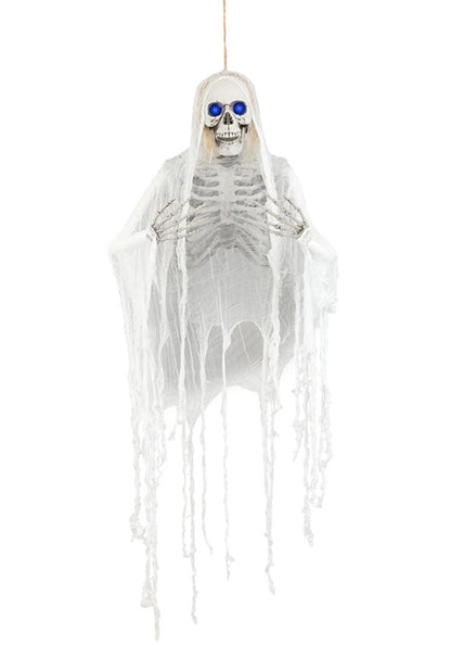 Haunted Hanging Skeleton with Light Up Blue Eyes Halloween Decoration - US 3853