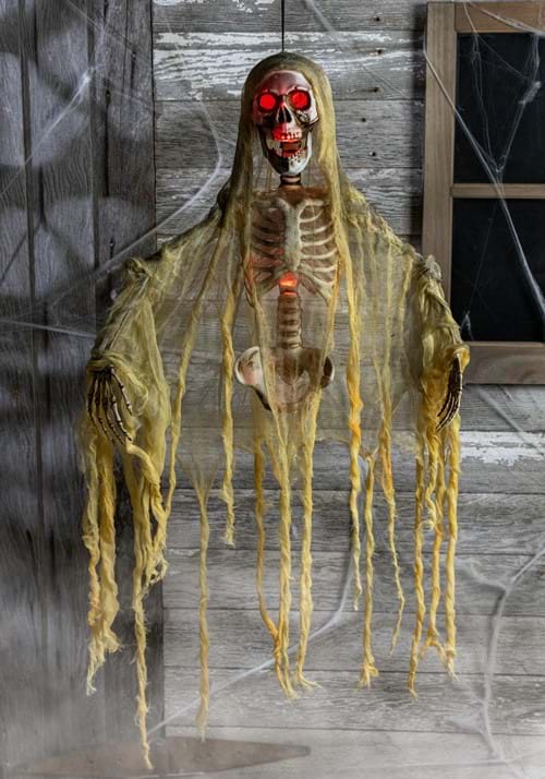 23-Inch Hanging Red Eye Light Up Skeleton Decoration - US 1885
