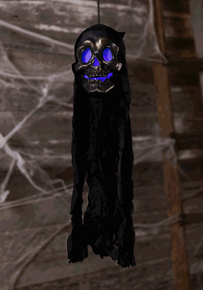 Hanging Color Changing LED Skull Halloween Decoration - US 5148
