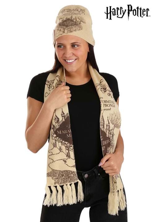 Harry Potter Marauders Map Knit Hat & Scarf Set - US 4565