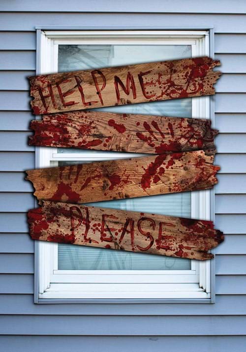 27-Inch Haunted Bloody "Help Me" Wooden Window Boards Decoration - US 1447