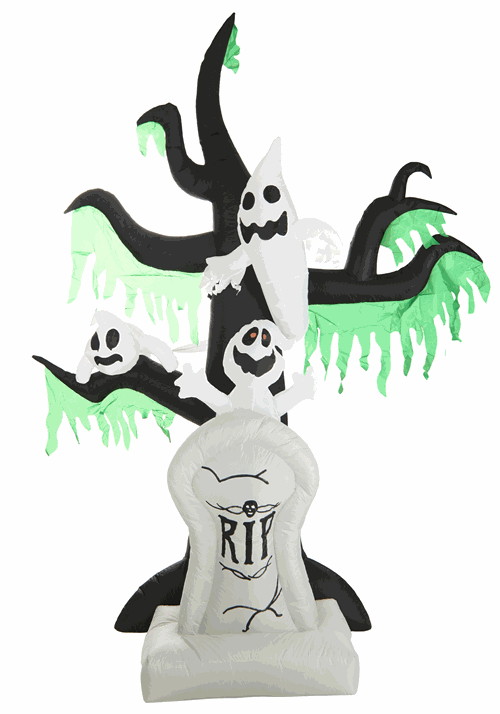 7.25FT Haunted Ghost Tree with Tombstone Inflatable Decoration - US 0531