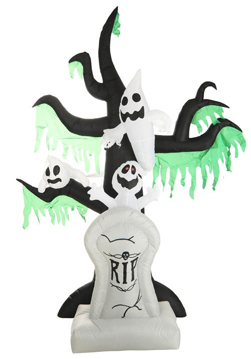 7.25FT Haunted Ghost Tree with Tombstone Inflatable Decoration - US 0531