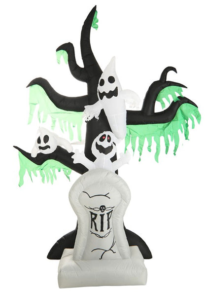 7.25FT Haunted Ghost Tree with Tombstone Inflatable Decoration - US 0531