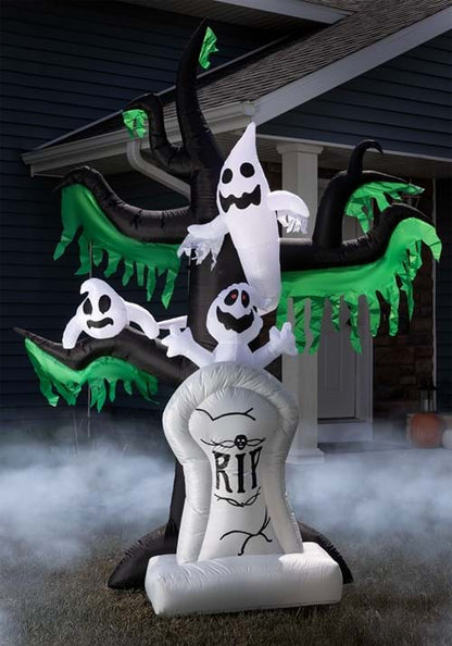 7.25FT Haunted Ghost Tree with Tombstone Inflatable Decoration - US 0531