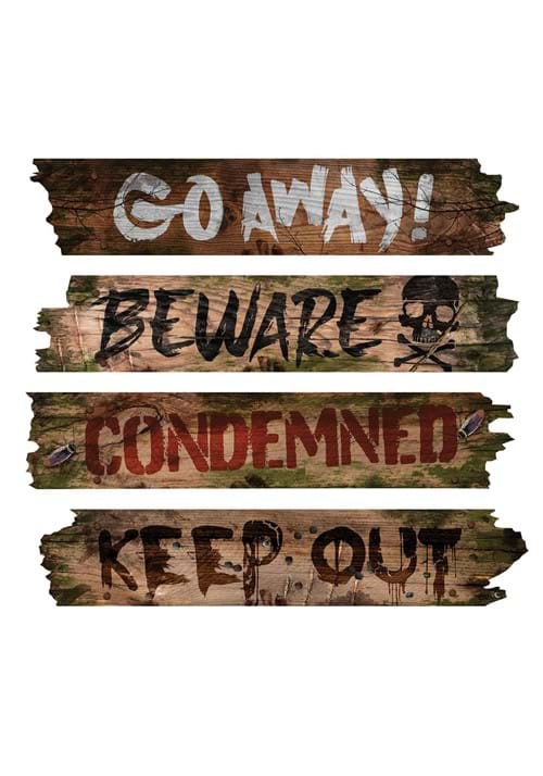 27.25-Inch Haunted Warnings Window Boards Decoration - US 0883