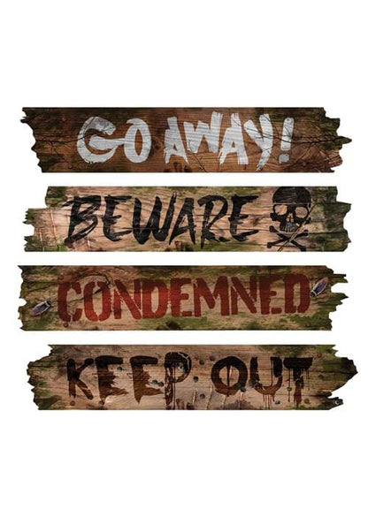 27.25-Inch Haunted Warnings Window Boards Decoration - US 0883