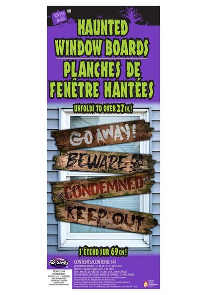 27.25-Inch Haunted Warnings Window Boards Decoration - US 0883