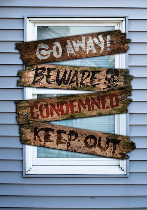 27.25-Inch Haunted Warnings Window Boards Decoration - US 0883
