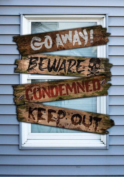 27.25-Inch Haunted Warnings Window Boards Decoration - US 0883