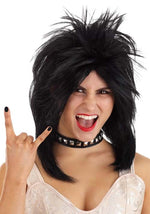 Heavy Metal Rocker Black Wig for Women - US 0968