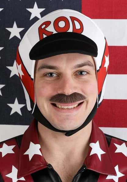 Men's Hot Rod Hero Helmet & Moustache Costume Kit - US 6184