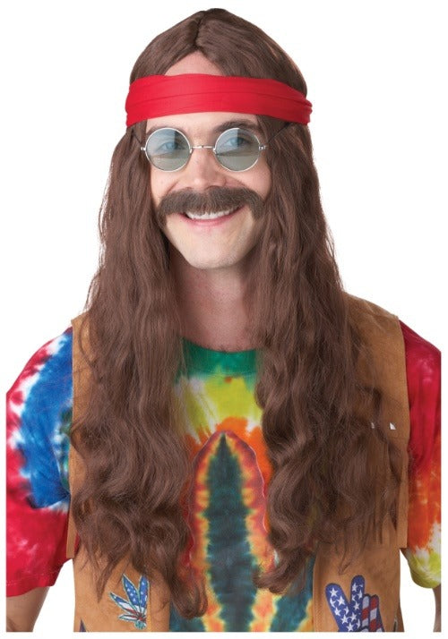 Hippie Man Wig and Mustache - US 6486