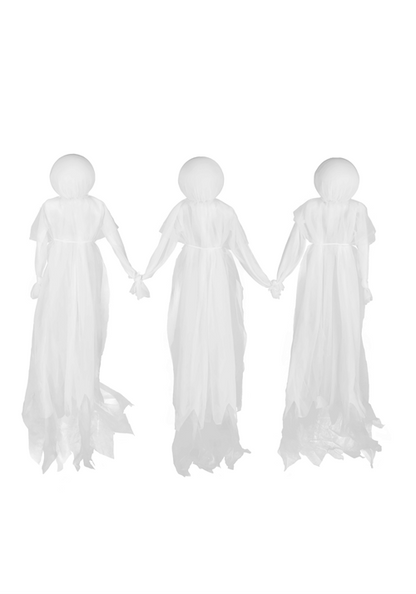 3.5FT Holding Hands White Ghosts Light Up Decoration - US 8591