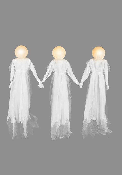 3.5FT Holding Hands White Ghosts Light Up Decoration - US 8591