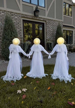 3.5FT Holding Hands White Ghosts Light Up Decoration - US 8591