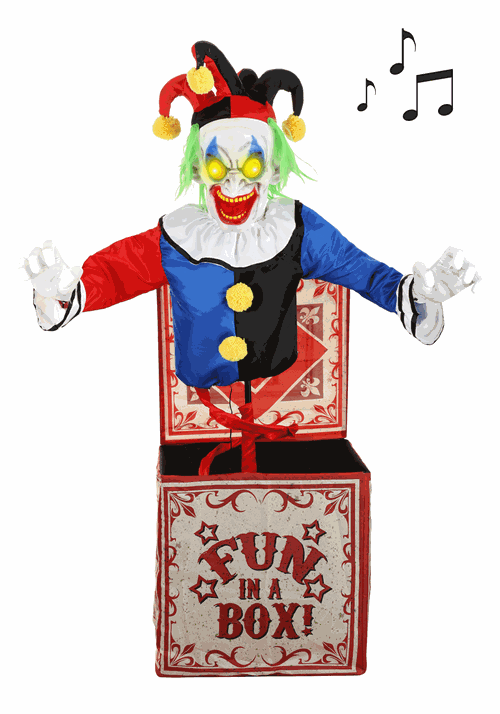 4FT Horrifying Jack in Box Animatronic Halloween Decoration - US 5710