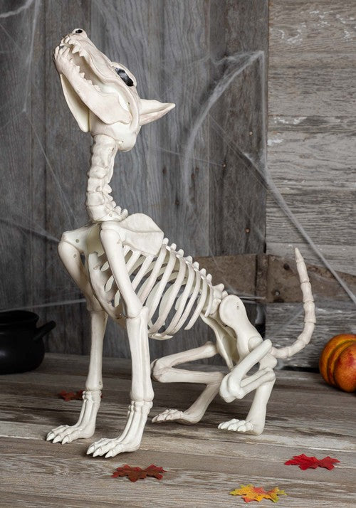 27-Inch Howl At The Moon Skeleton Dog Decoration - US 8966