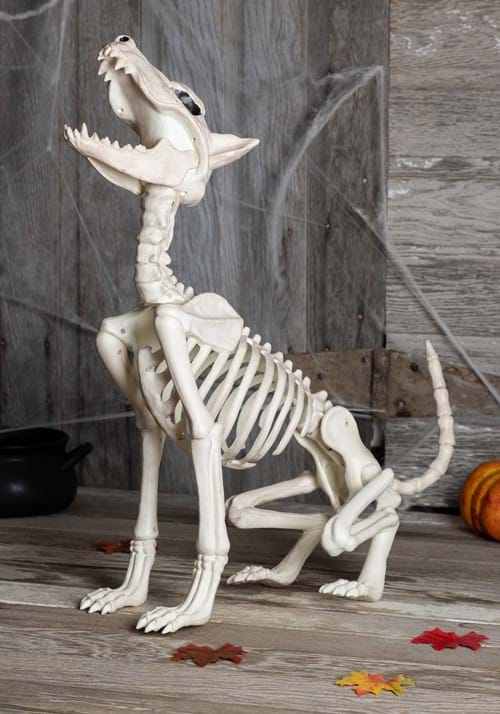 27-Inch Howl At The Moon Skeleton Dog Decoration - US 8966