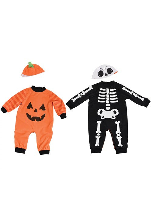 Reversible Skeleton & Pumpkin Infant Onesie Costume - US 0931