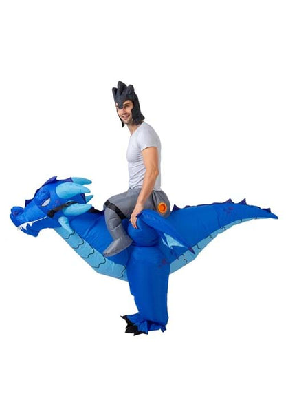 Inflatable Blue Dragon Ride-On Costume for Adults - US 4165