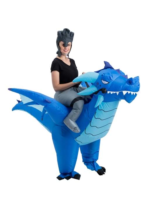 Inflatable Blue Dragon Ride-On Costume for Adults - US 4165