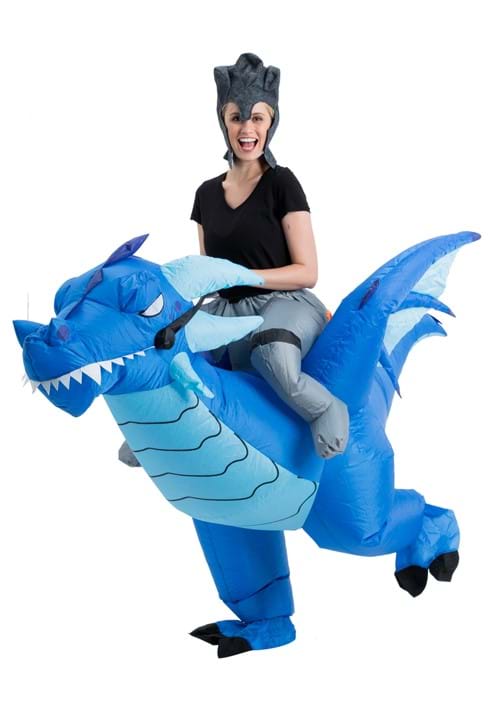 Inflatable Blue Dragon Ride-On Costume for Adults - US 4165